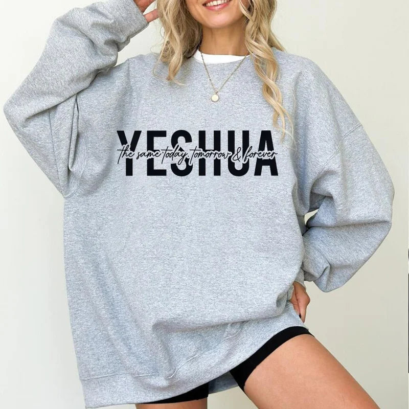 Yeshua Christian Sweatshirt Women Pullover Religious Bible Verse Clothing Harajuku Faith Jesus Church Pullover Hoodies Coat