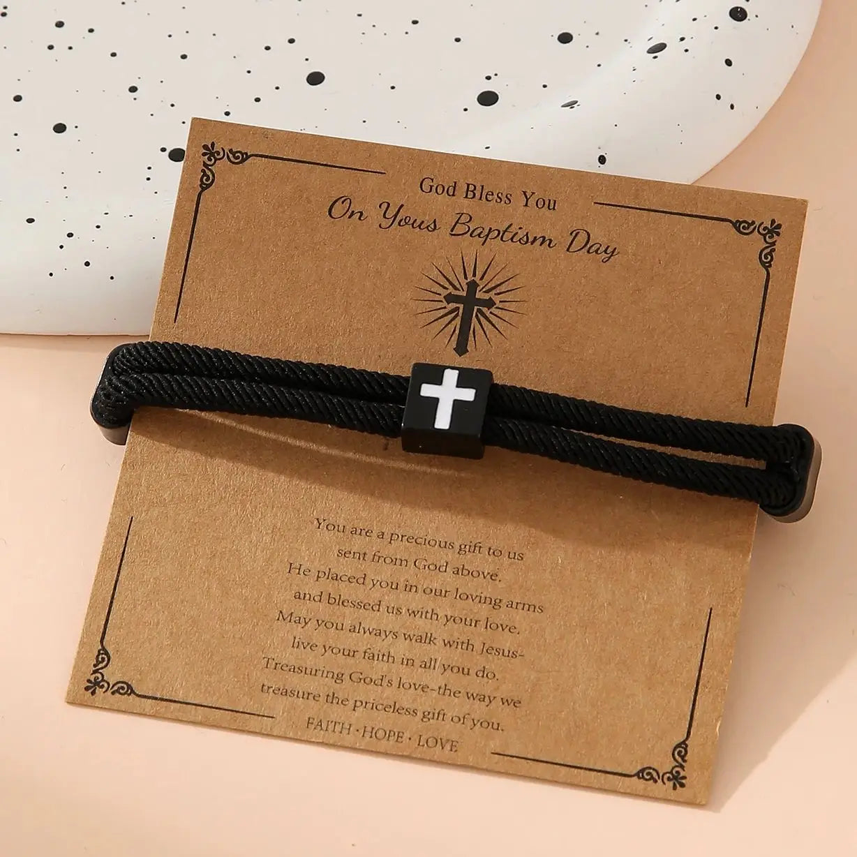 Braided Cross Bracelet for Men Women Christian Adjustable Rope Jesus Bracelets with Metal Knot Christian Baptism Gifts