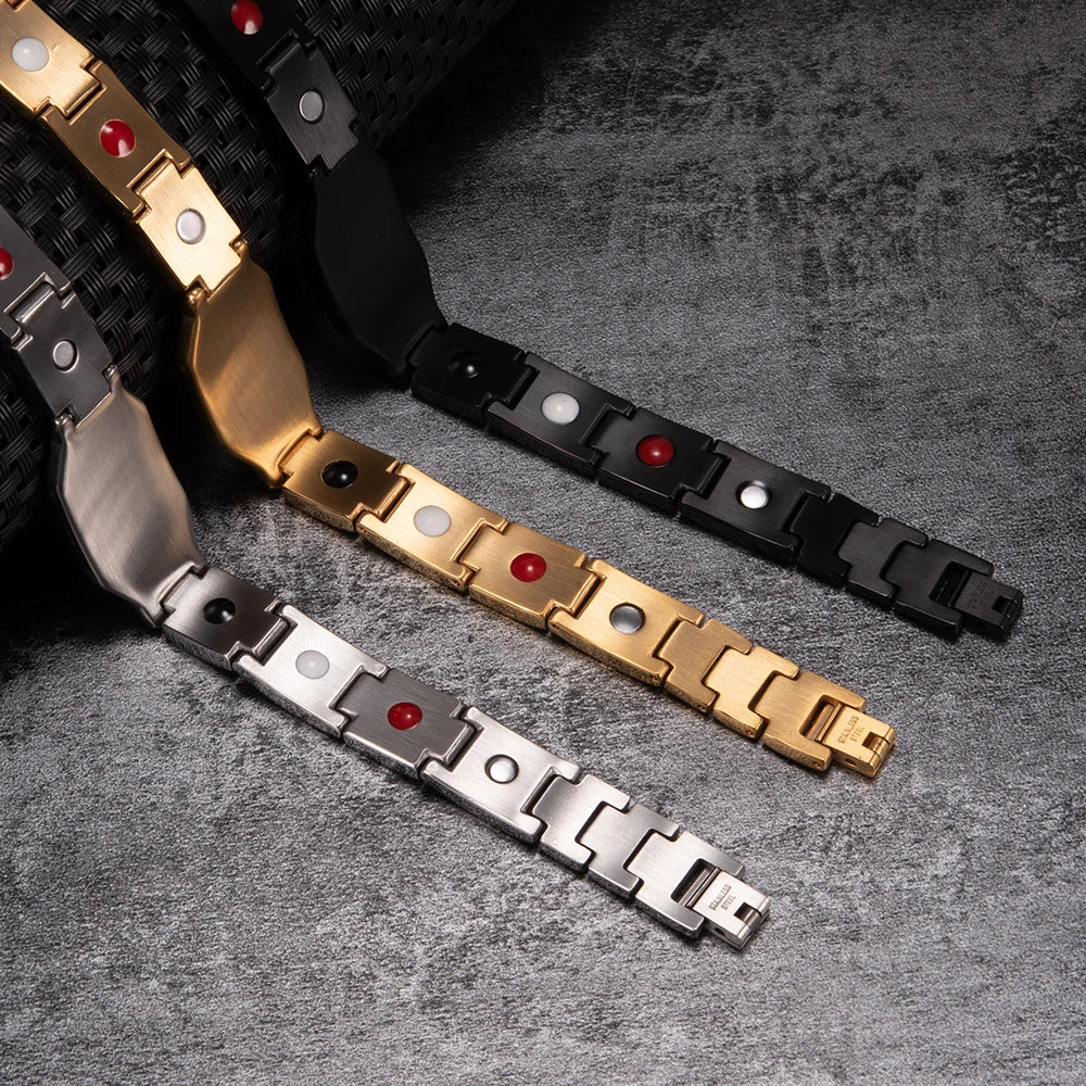 Jesus Magnetic Bracelet Homme Black Carbon Fibre Luxury Stainless Steel 21CM Health Energy Magnet Jewelry Benefits Waterproof