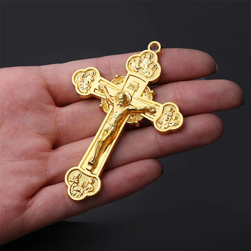 20 pieces / religious Christian religion big cross medal, large alloy Christian cross medal, religious cross finished