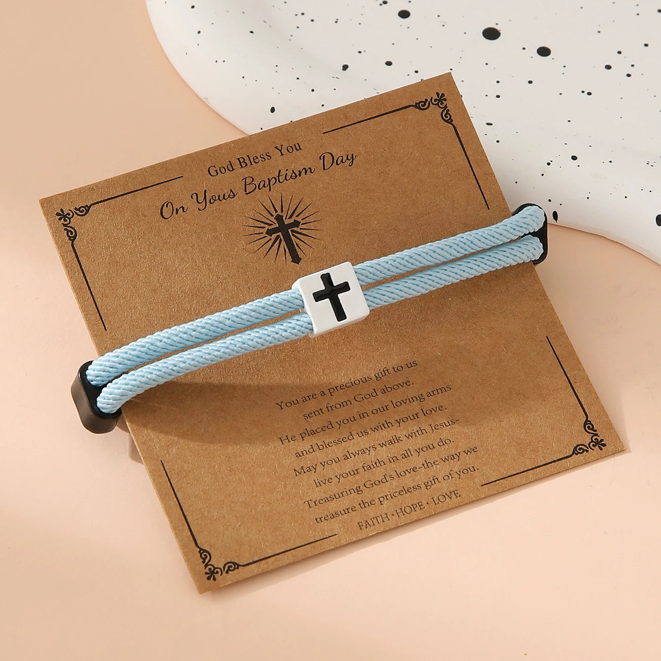 Braided Cross Bracelet for Men Women Christian Adjustable Rope Jesus Bracelets with Metal Knot Christian Baptism Gifts