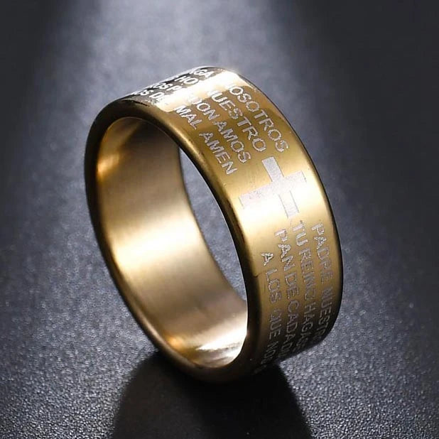 MeMolissa Religious Christian Midi Ring Stainless Steel Jesus Cross Ring GOD SAVE US Amulet Ring for Men 8MM