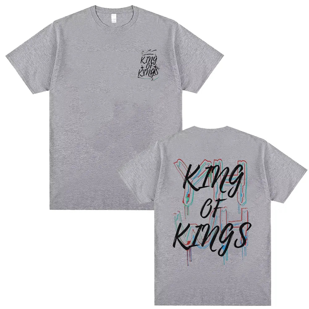 Christian Religious Jesus King of Kings Double Sided Print T-shirt Male Casual Oversized T Shirts Men Women Fashion Streetwear