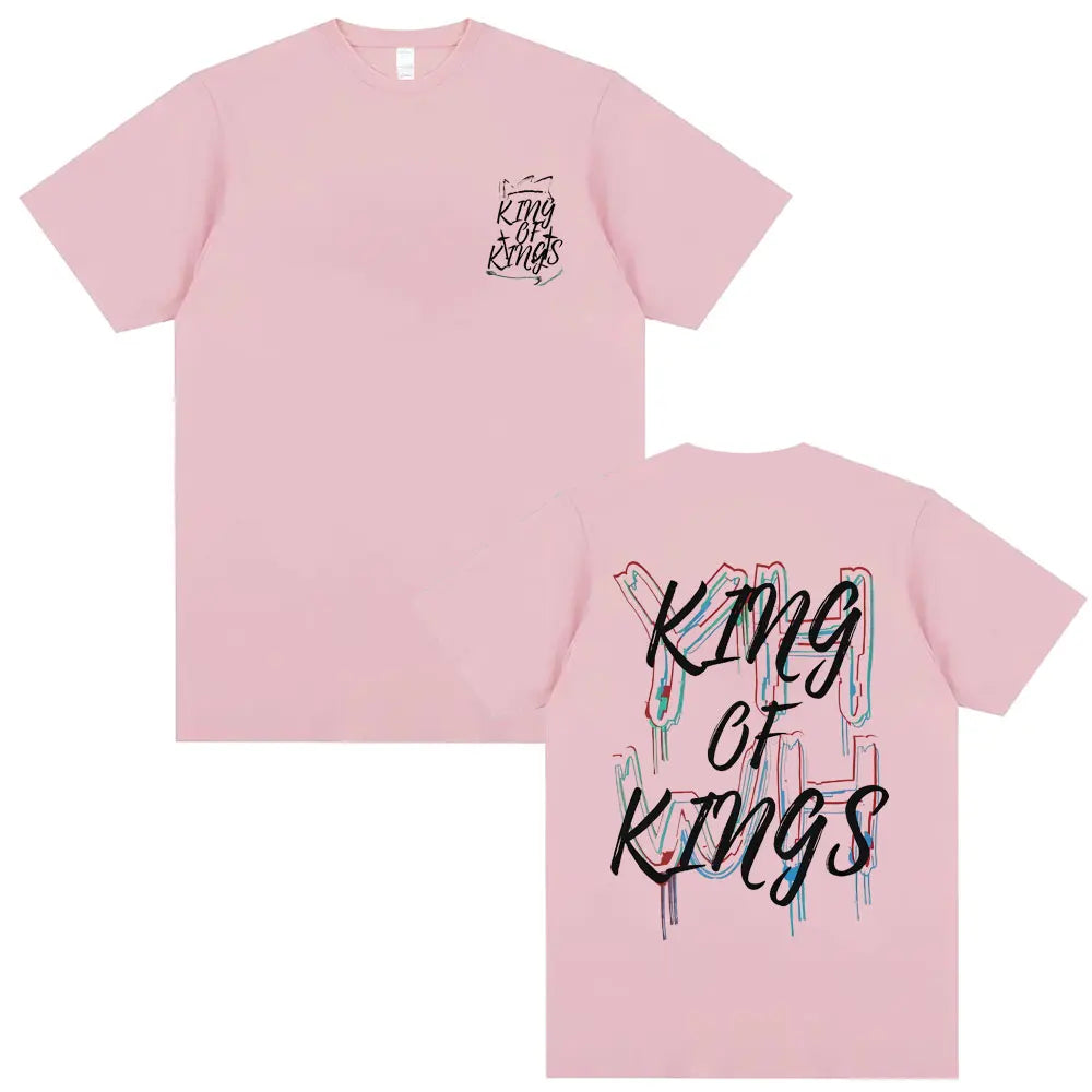 Christian Religious Jesus King of Kings Double Sided Print T-shirt Male Casual Oversized T Shirts Men Women Fashion Streetwear