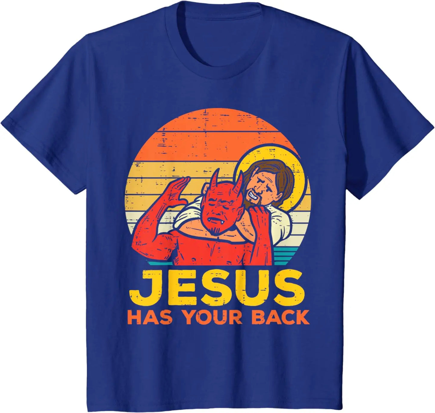 Jesus Has Your Back Jiu Jitsu Retro Christian Men Women Kids T-Shirt Cotton Short Sleeve Lightweight Men Clothing