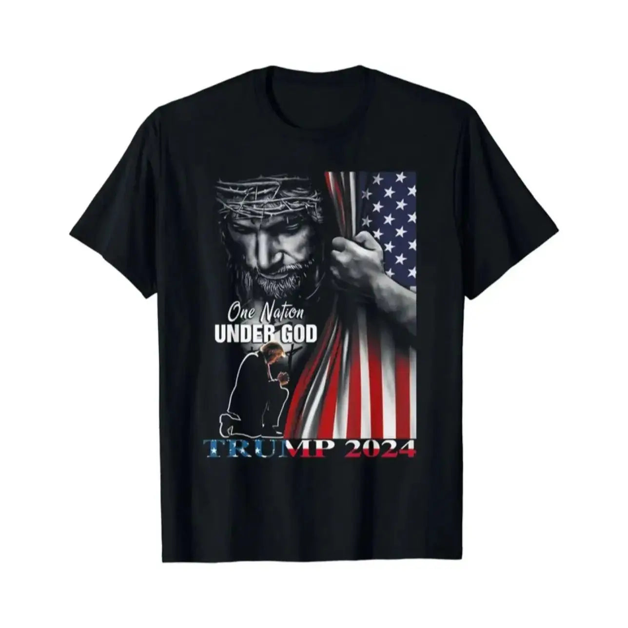 ZYXZ One Nation Under God Trump 2024 God American Flag T-Shirt Women Men Clothing Tops Ropa Hombre 77899