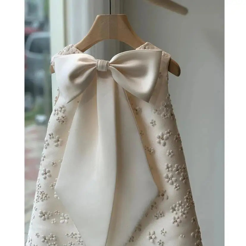 Spanish Vintage Lolita Princess Ball Gown Bow Sleeveless Design Infant Birthday Christening Dresses For Girl Easter Eid A1670