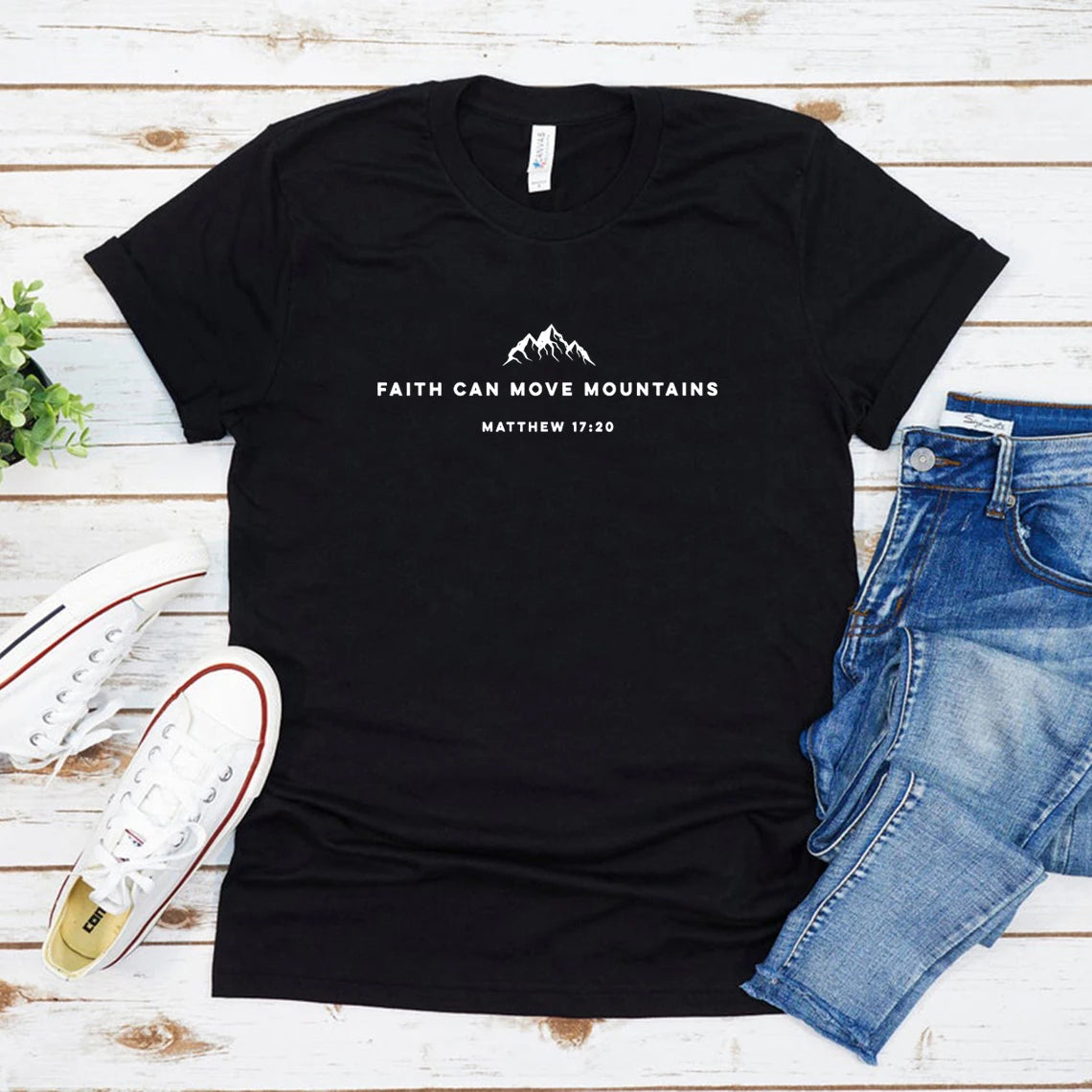 Faith Can Move Mountains Tshirt Christian Shirt Bible Verse T-shirt Religious Faith Clothing Women Shirts Graphic T Shirts Tees