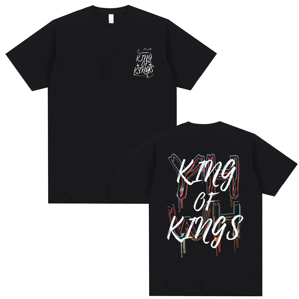 Christian Religious Jesus King of Kings Double Sided Print T-shirt Male Casual Oversized T Shirts Men Women Fashion Streetwear