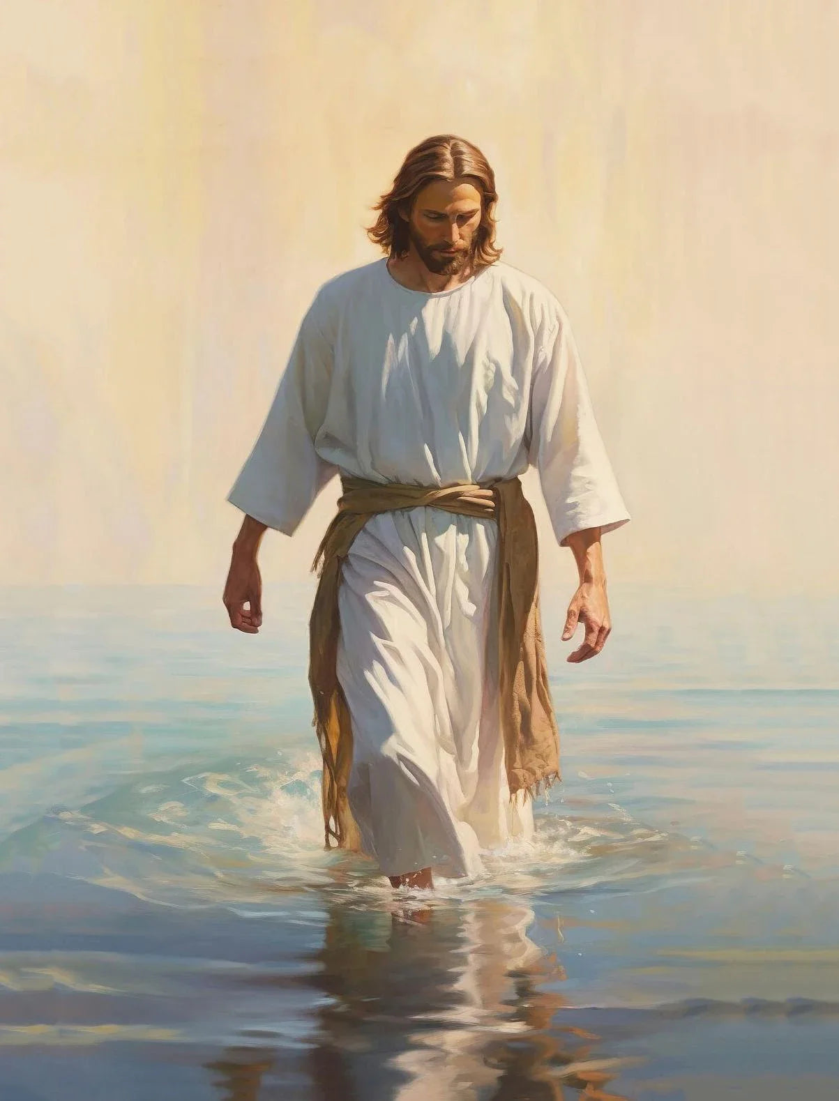 Jesus Christ Walking on Water Hand of God Jesus Portrait Classic Retro Poster Canvas Paintings Wall Art Pictures Home Decor