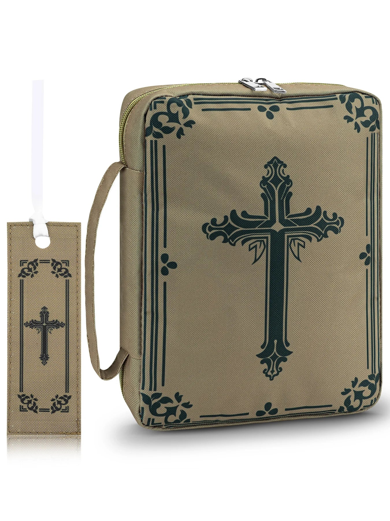 Cross Bible Bags for Women Organizer, Bible Covers Large Size Bible Holder Bag Zippered Bible Case with Handle Zippered Pockets