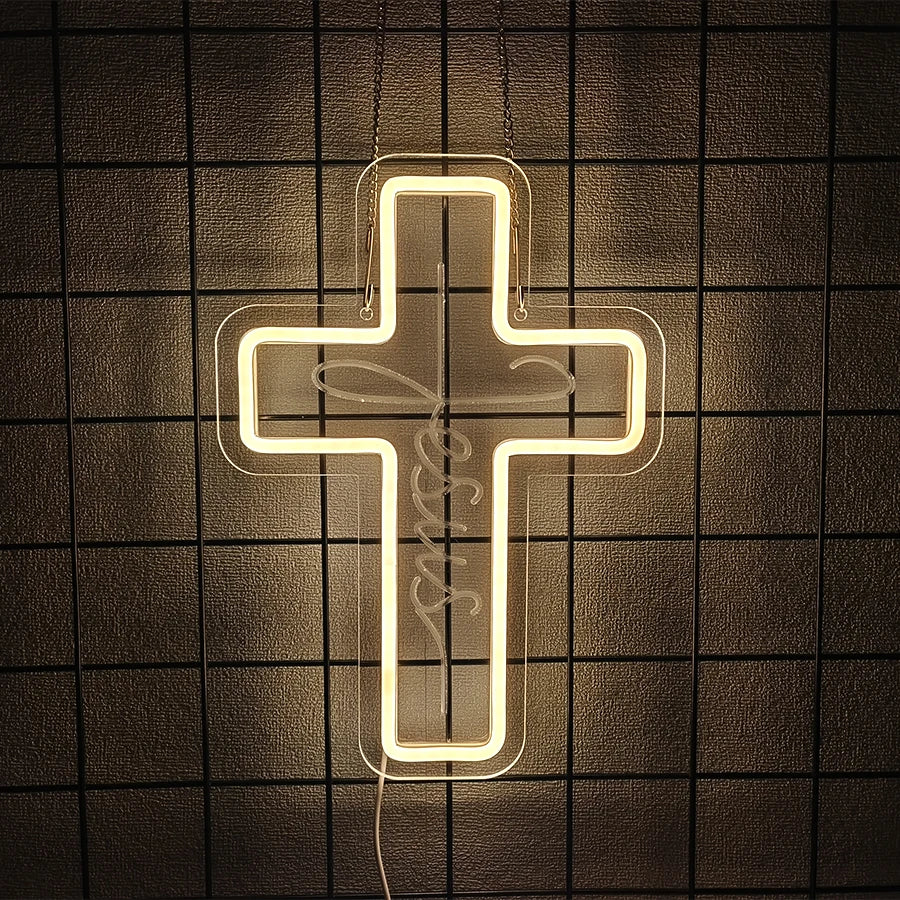Cross Series Neon Sign For Wall Decor,Led Neon Light For Bedroom, Christian Decor, Religious Room, Easter,Church Decoration