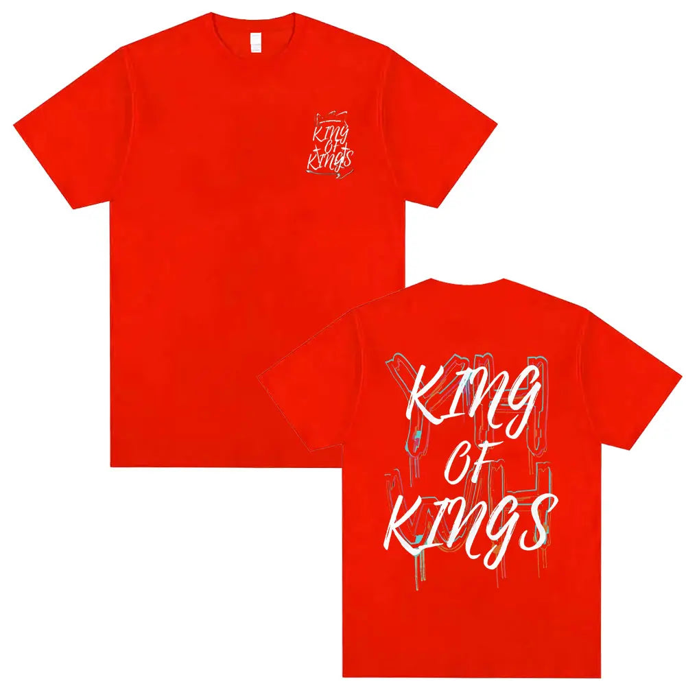Christian Religious Jesus King of Kings Double Sided Print T-shirt Male Casual Oversized T Shirts Men Women Fashion Streetwear