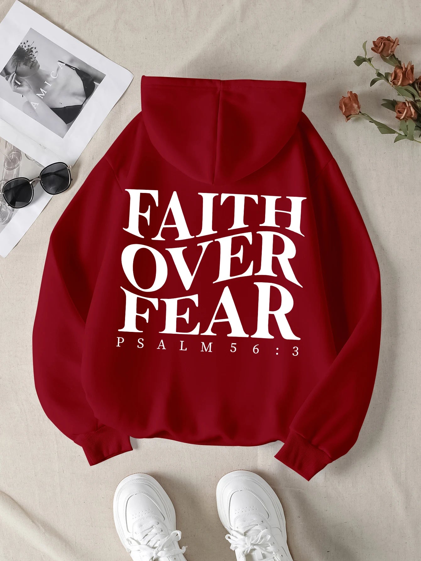 Faith over fear Christian Hoodie Christian hoodie Jesus hoodie Fashion hoodie Bible Verse Men and women can be aesthetic 2024