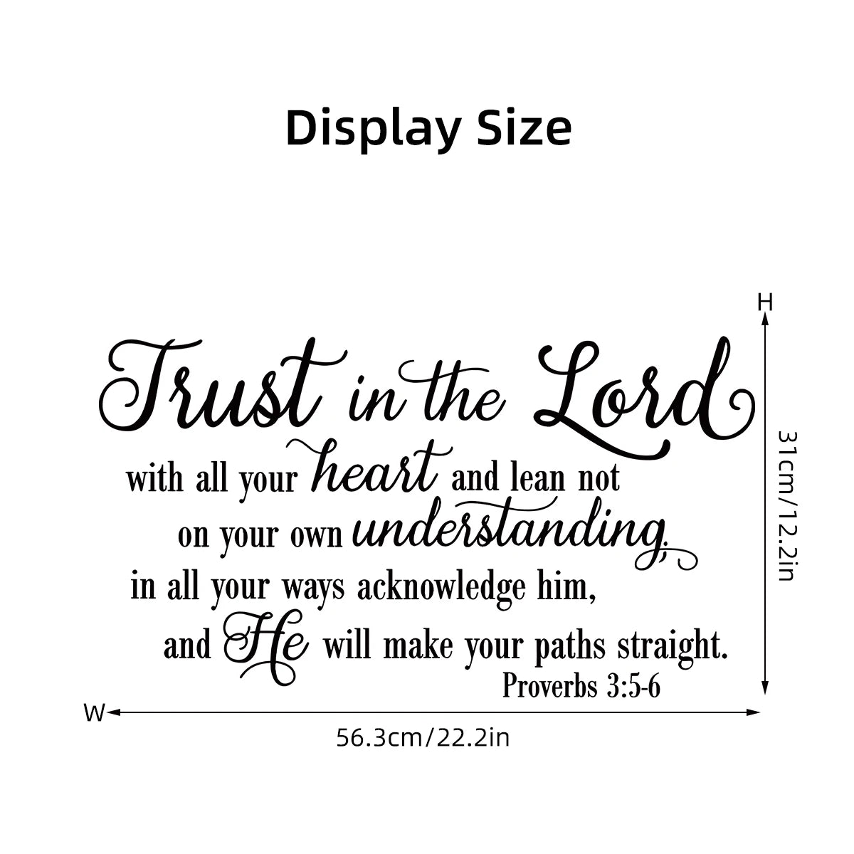 Scripture“Trust in the Lord With All Your Heart”Art Wall Stickers for Kids Room Bedroom Nursery Home Decoration Wall Decal