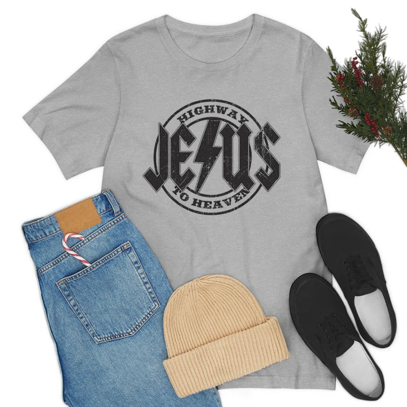 Jesus Highway Faith Christian T-Shirts for Women Cute Funny Religious Tshirts Retro Boho Bible Verse Tee Shirt Vintage Tops Gift