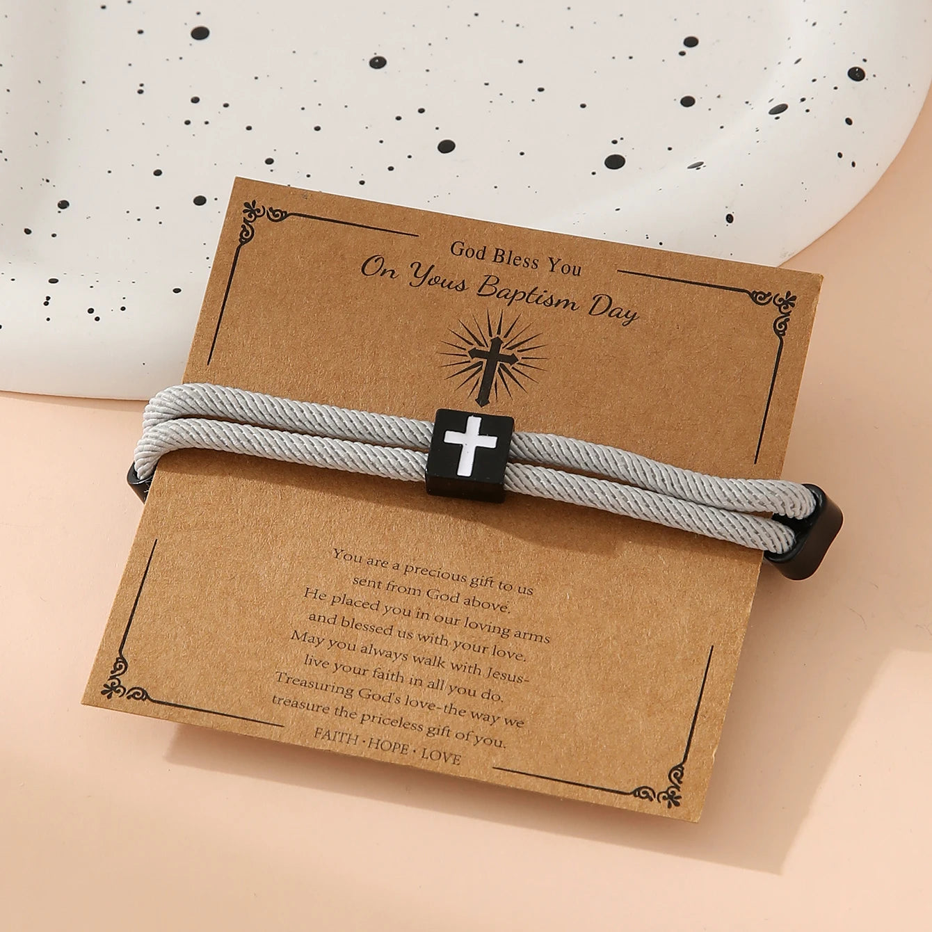 Braided Cross Bracelet for Men Women Christian Adjustable Rope Jesus Bracelets with Metal Knot Christian Baptism Gifts