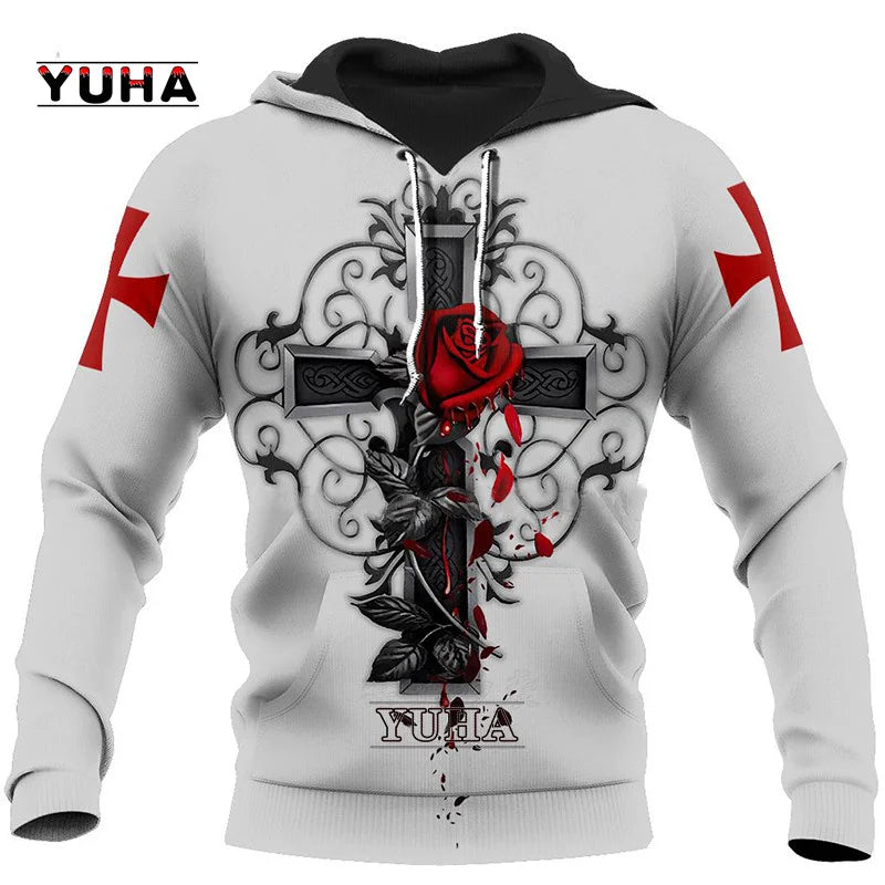 New Christian Jesus Men's Hoodie 3D Print Harajuku Clothes Fashion Hooded Sweatshirt Oversized Casual Pullover Tops
