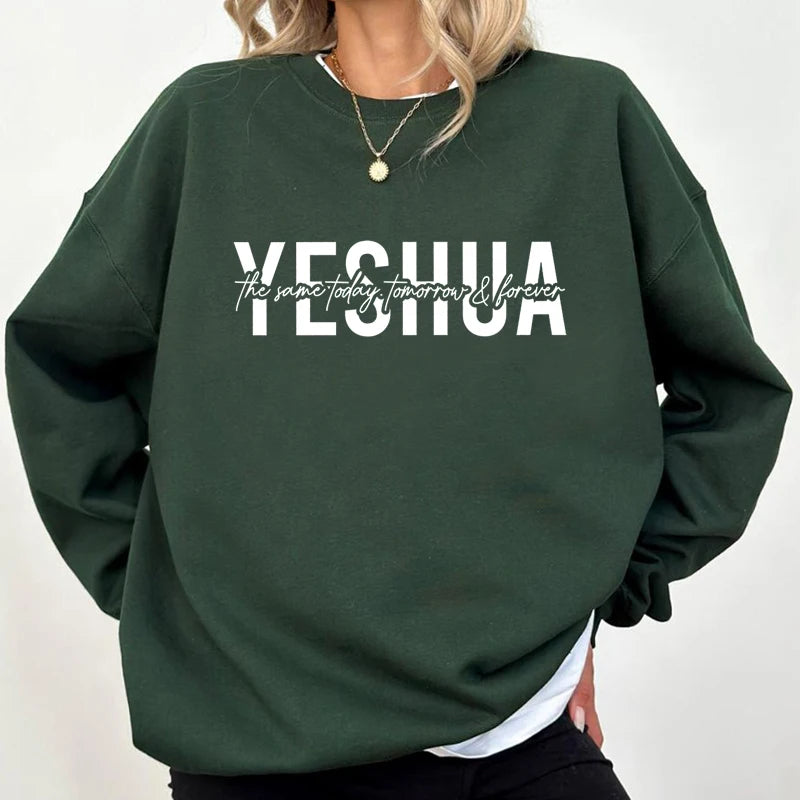 Yeshua Christian Sweatshirt Women Pullover Religious Bible Verse Clothing Harajuku Faith Jesus Church Pullover Hoodies Coat
