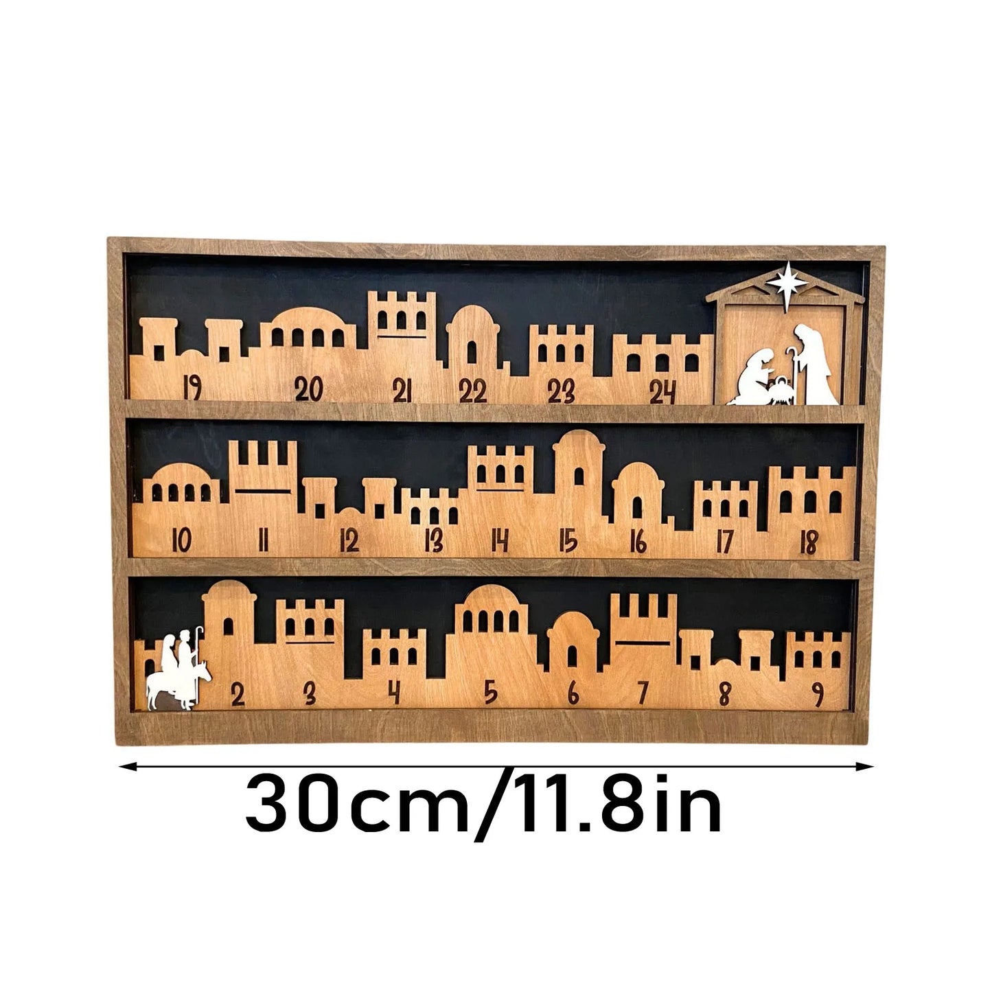 Nativity Advent Calendar Countdown Religious Holiday Sign Holiday Decoration Christ Centered Christmas Wooden Advent Calendar