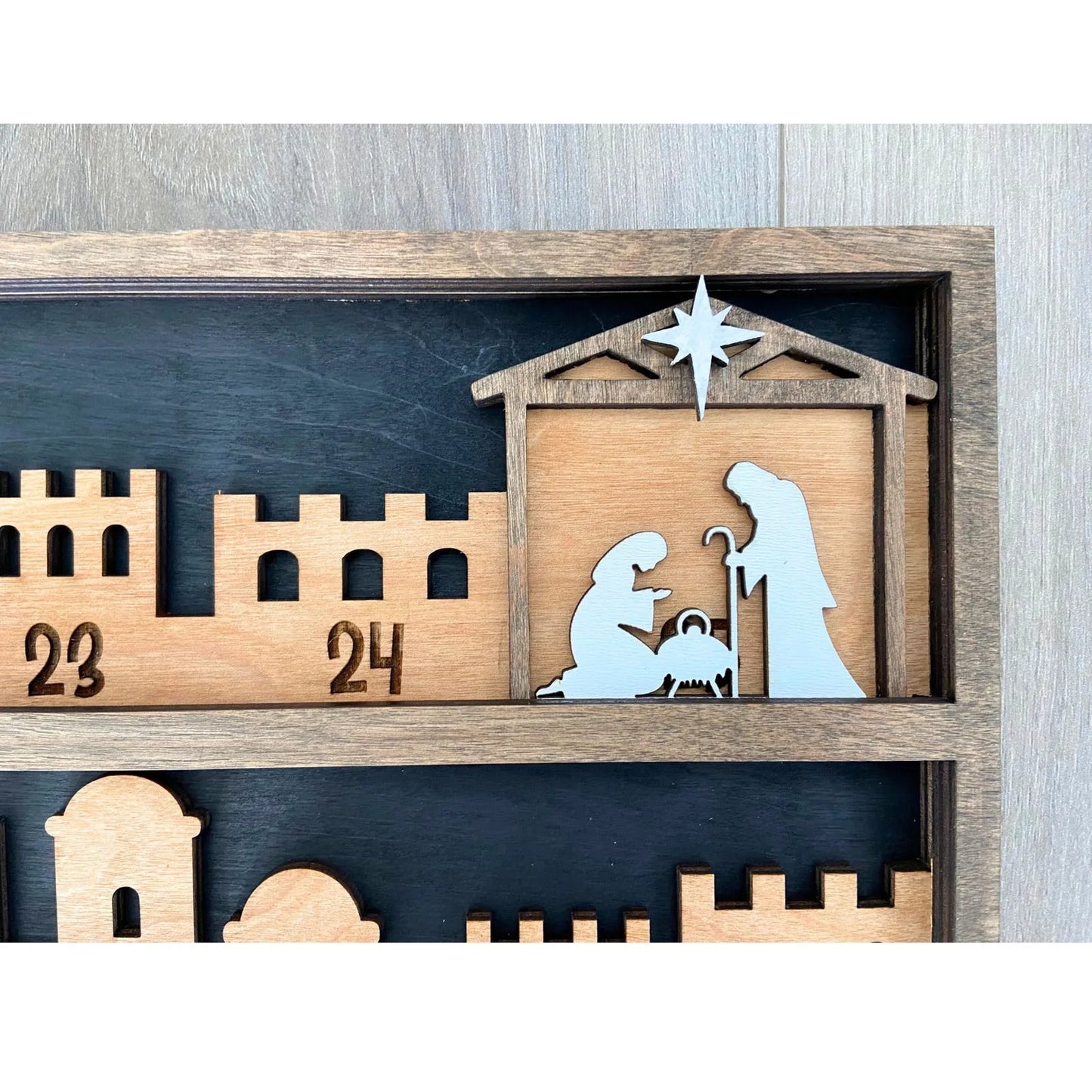 Nativity Advent Calendar Countdown Religious Holiday Sign Holiday Decoration Christ Centered Christmas Wooden Advent Calendar