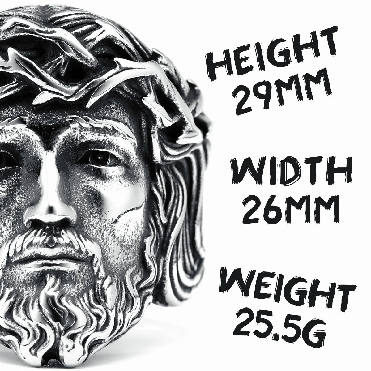 316L Stainless Steel Men Ring Christian Jesus Face Rings Religion Amulet Punk Rock for Male Biker Boyfriend Jewelry Best Gift