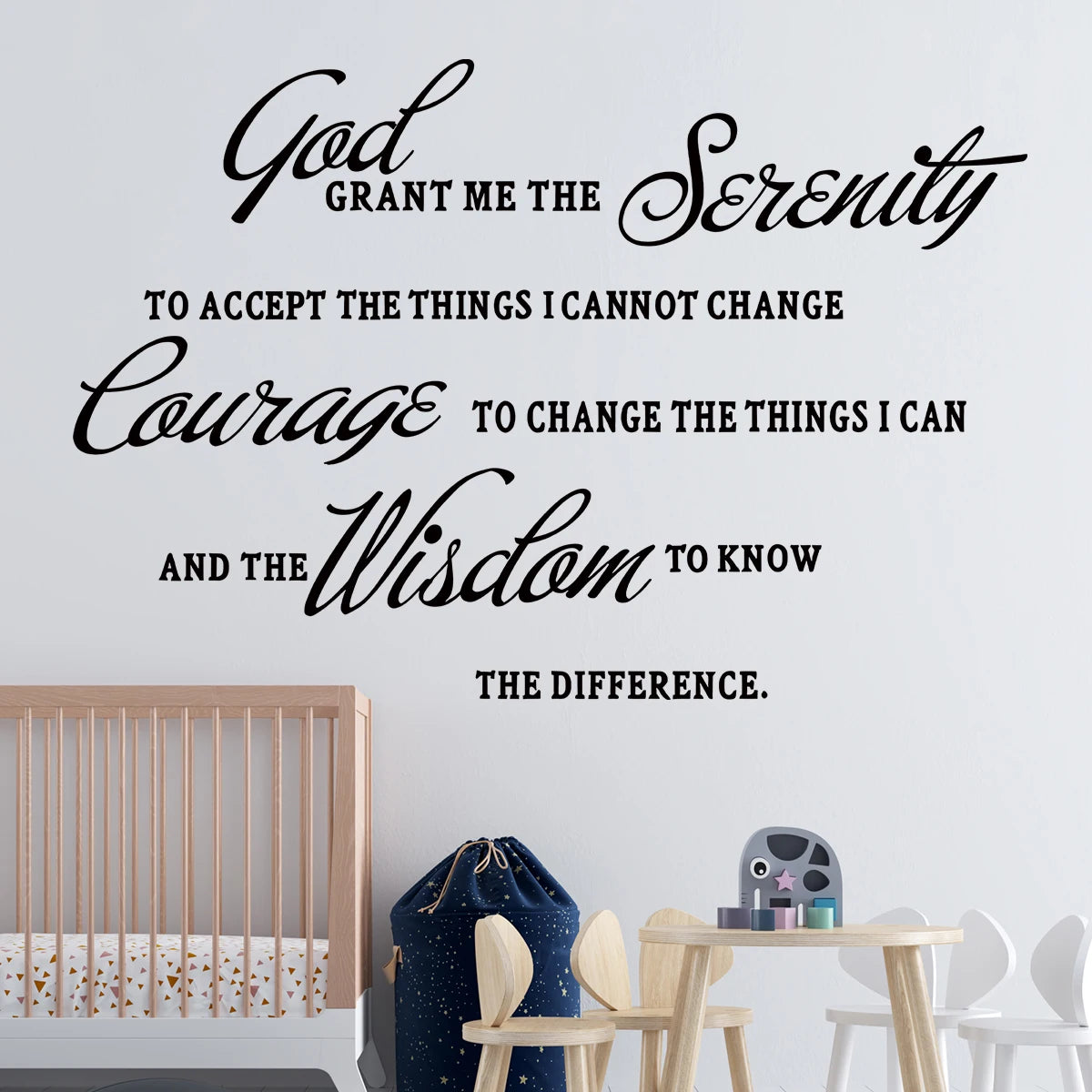 1pc English"God Grant Me The Serenity "Art Text Wall Stickers for Bedroom Children's Room Decor Living Room Decoration Wall Art