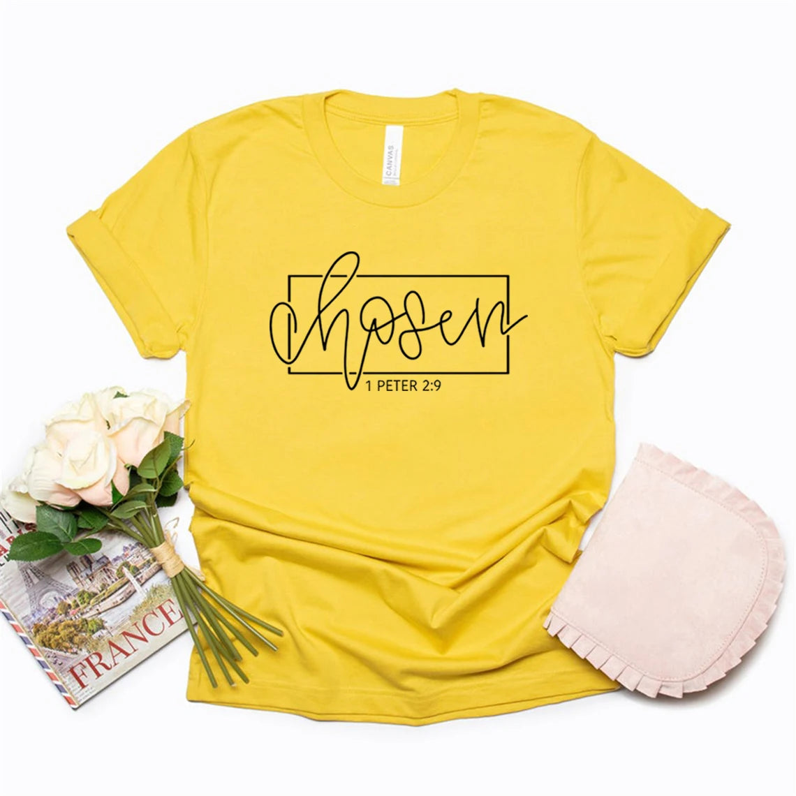Chosen 1 Peter 2:9 T-Shirt Christian Shirts for Women Religious Clothing Bible Verse T Shirt Women Graphic T Shirts Casual Tops