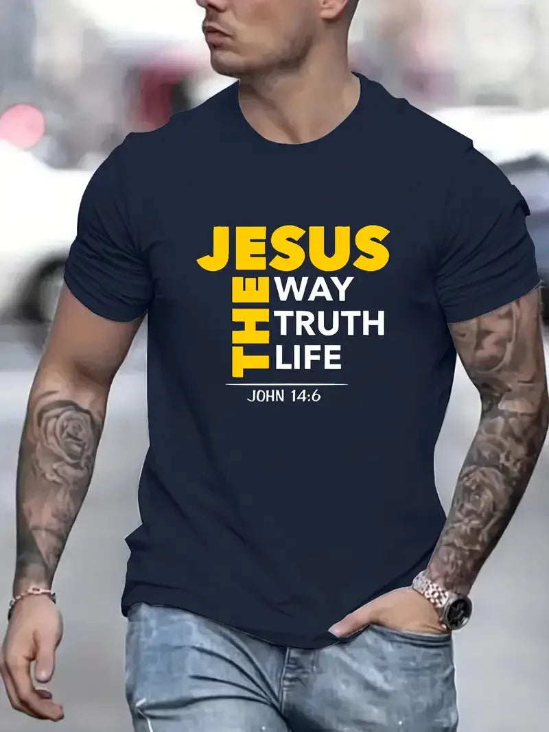 Jesus Print T Shirt,Tees For Men,Casual Short Sleeve T-shirt For Summer Casual for All-Season Comfort & Easy Care