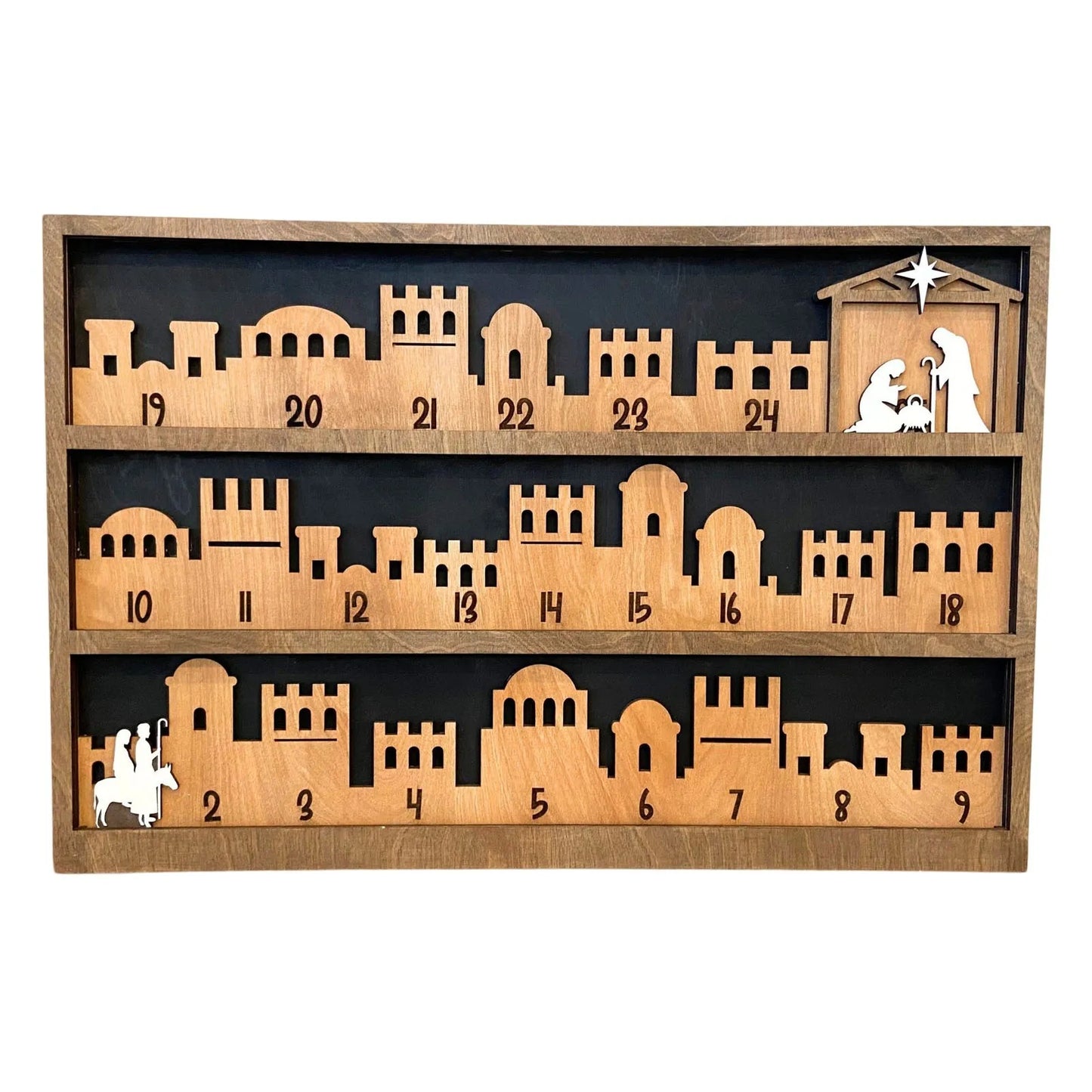 Nativity Advent Calendar Countdown Religious Holiday Sign Holiday Decoration Christ Centered Christmas Wooden Advent Calendar