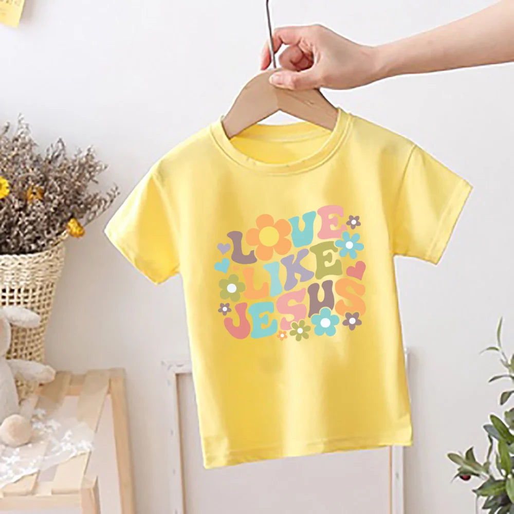 Child of God Printed T-shirt for Girsl Summer Outfit Tops Kids Casual T Shirt Children Short Sleeve Clothes Toddler Tshirts Tee