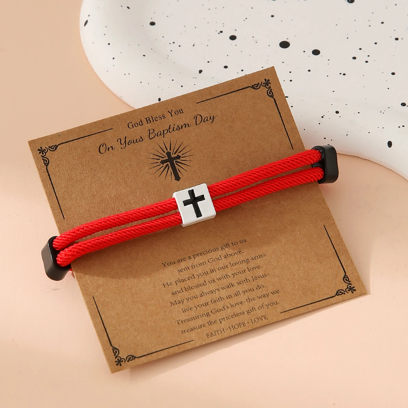 Braided Cross Bracelet for Men Women Christian Adjustable Rope Jesus Bracelets with Metal Knot Christian Baptism Gifts