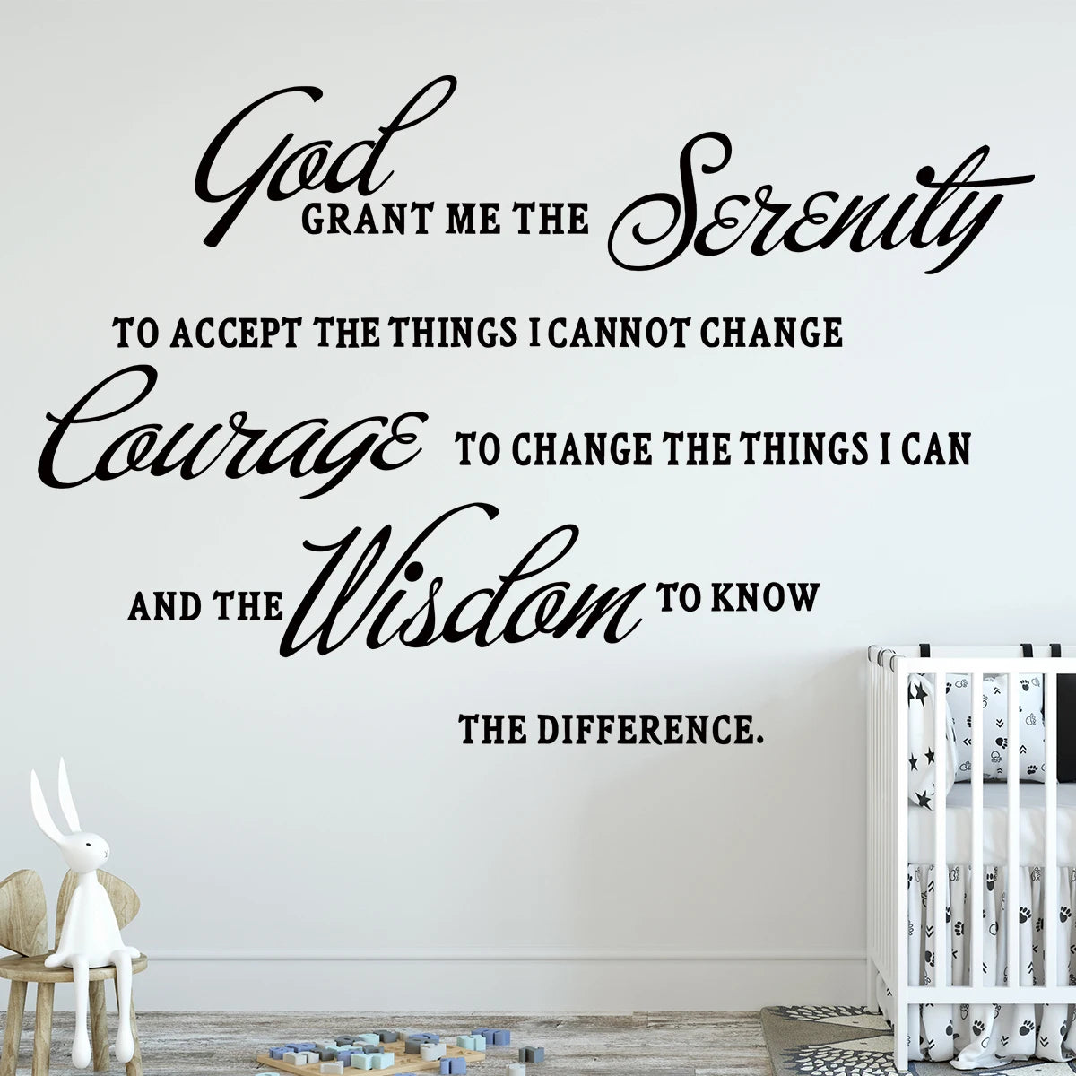 1pc English"God Grant Me The Serenity "Art Text Wall Stickers for Bedroom Children's Room Decor Living Room Decoration Wall Art