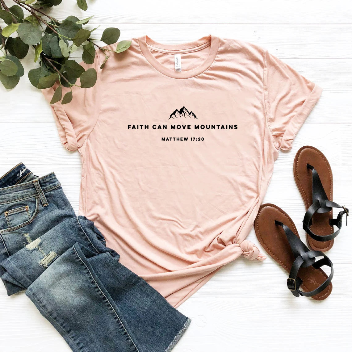 Faith Can Move Mountains Tshirt Christian Shirt Bible Verse T-shirt Religious Faith Clothing Women Shirts Graphic T Shirts Tees