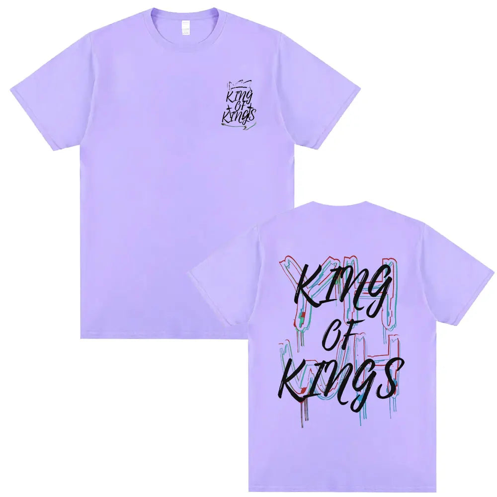 Christian Religious Jesus King of Kings Double Sided Print T-shirt Male Casual Oversized T Shirts Men Women Fashion Streetwear