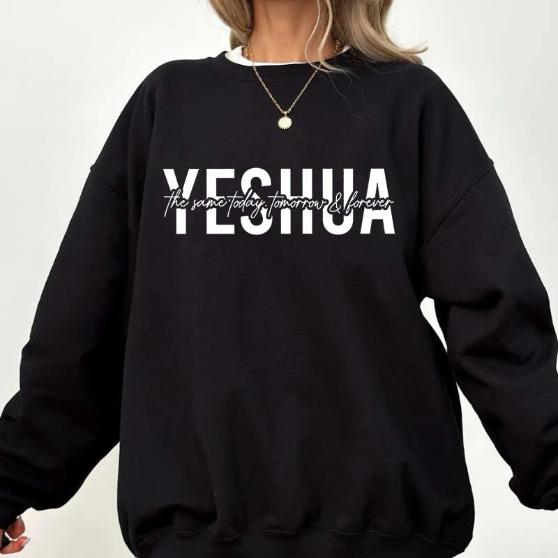 Yeshua Christian Sweatshirt Women Pullover Religious Bible Verse Clothing Harajuku Faith Jesus Church Pullover Hoodies Coat
