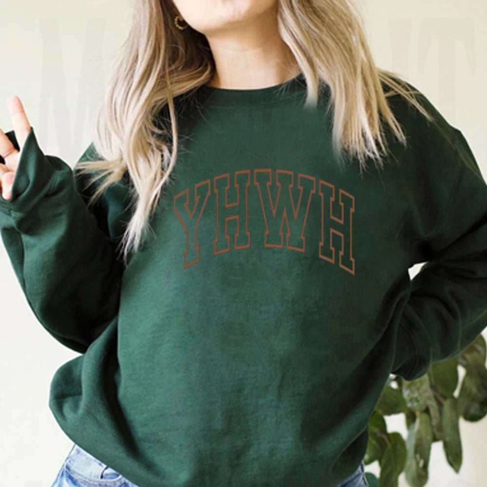 Aesthetic Christian Shirt Varsity YHWH Sweatshirt Jesus Shirts Church Tee Christian Gift Unisex Trendy Long Sleeves Tops