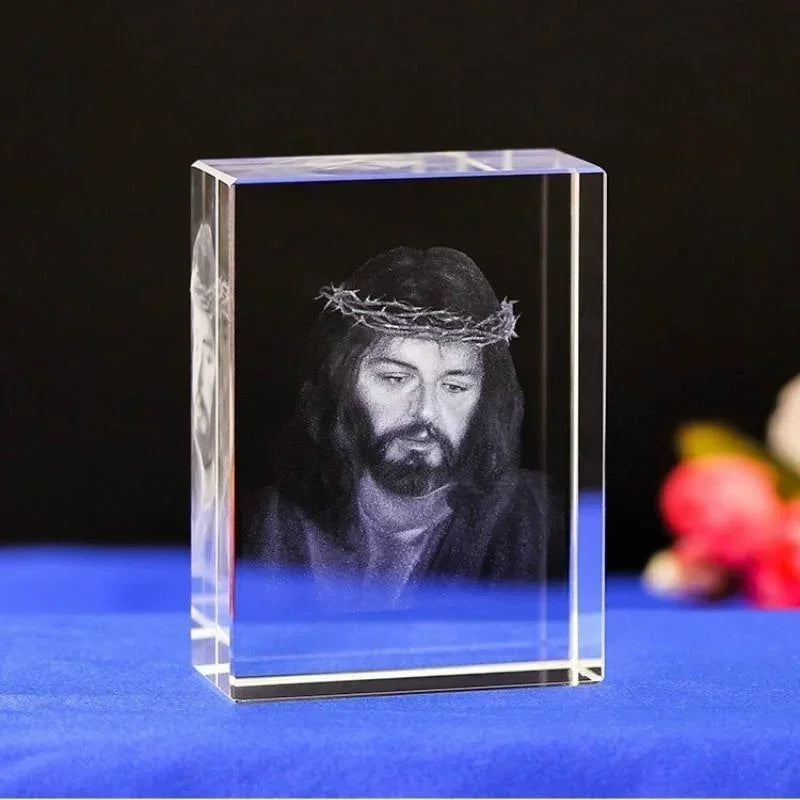 6 Kinds Christian Catholic Jesus Portrait Crystal Ornaments Creative 3D Carved Cross Home Decoration Accessories Modern Decor