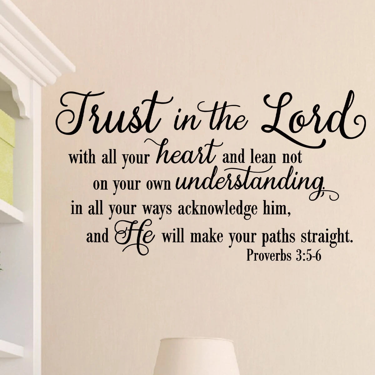 Scripture“Trust in the Lord With All Your Heart”Art Wall Stickers for Kids Room Bedroom Nursery Home Decoration Wall Decal