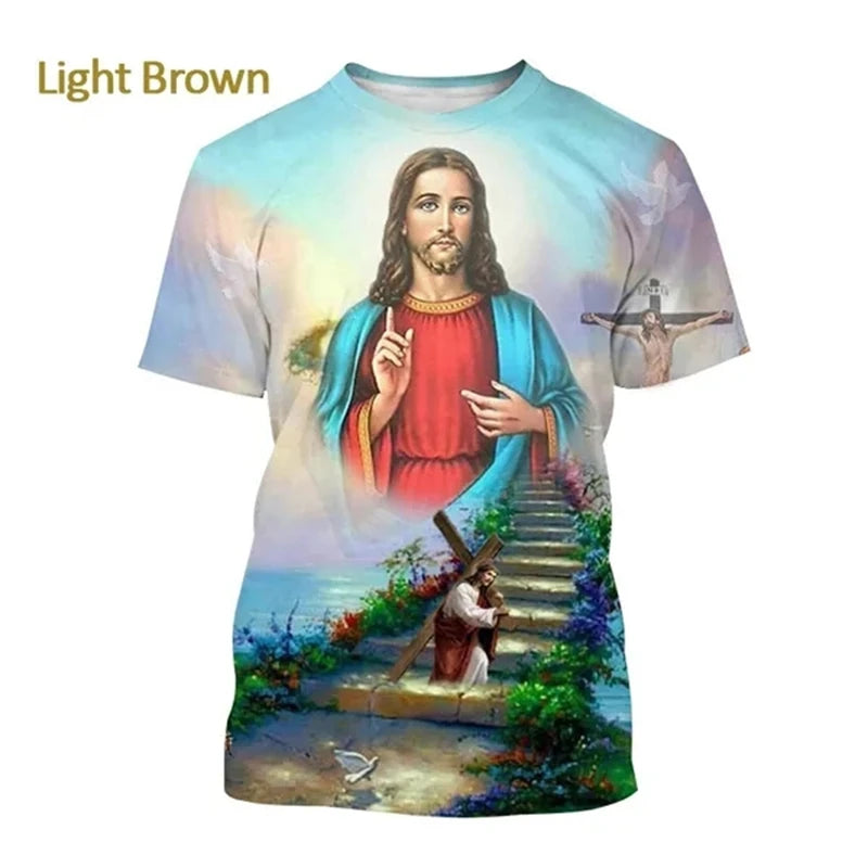 Jesus Love Every Christian 3D Printing T-shirt Summer Fashion Jesus Pattern Men Women Hot Short Sleeve Casual Tshirt Ropa Hombre
