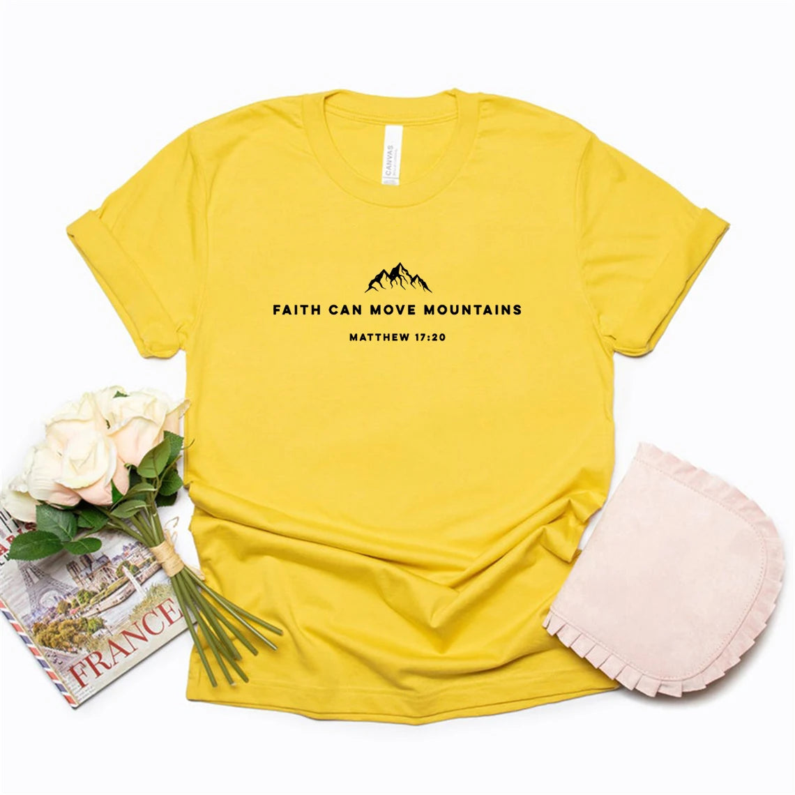 Faith Can Move Mountains Tshirt Christian Shirt Bible Verse T-shirt Religious Faith Clothing Women Shirts Graphic T Shirts Tees