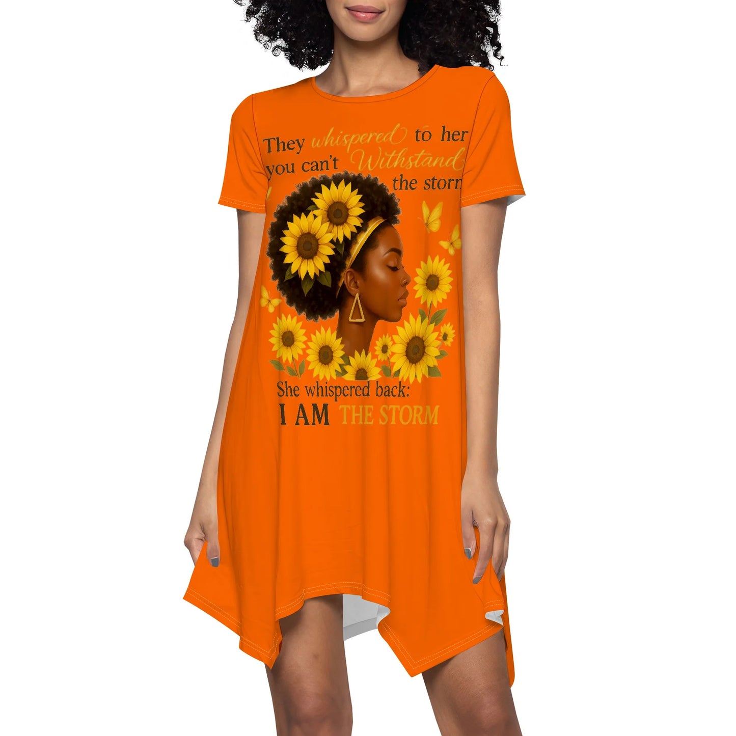 Faith Graphic Dress S-3XL Asymmetrical Hem Short Sleeve Loose Style for Easter, Church Service or Spiritual Empowerment Look