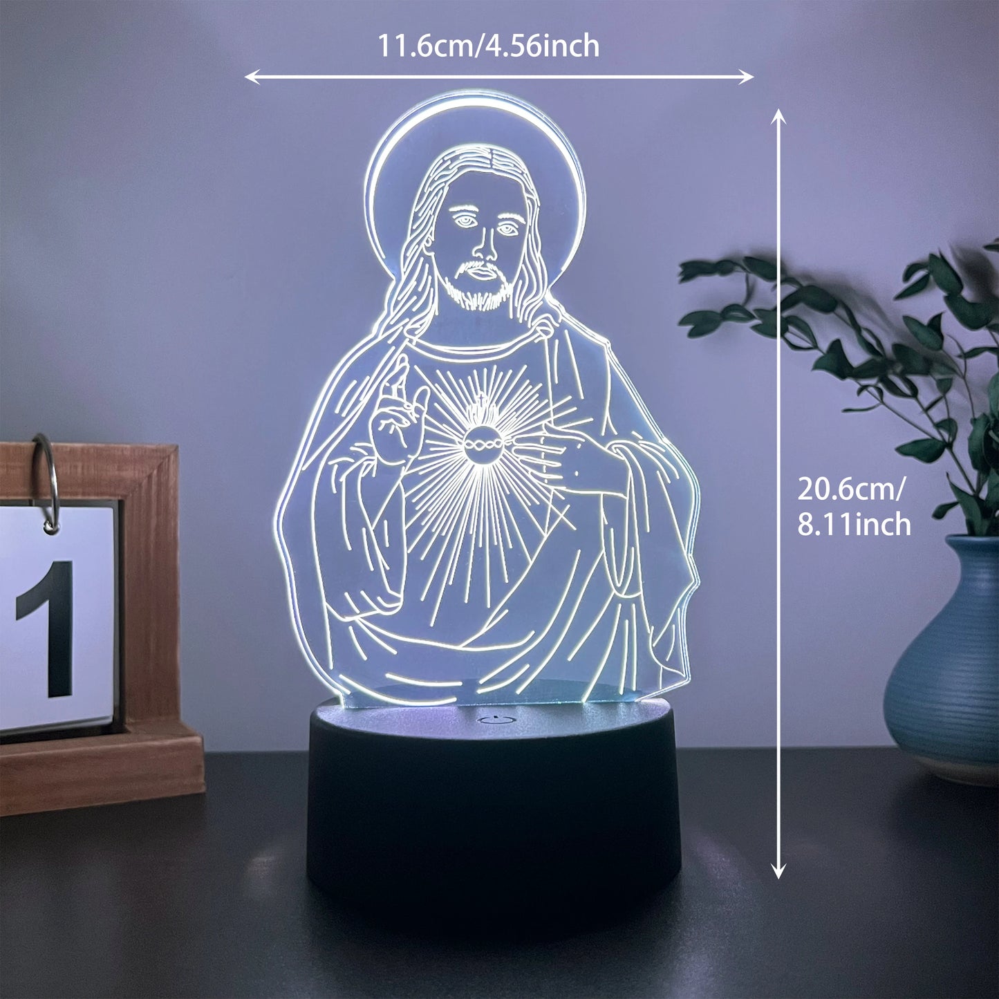 Jesus 3D visual desk lamp, church souvenir, religious art decoration ornament, night light