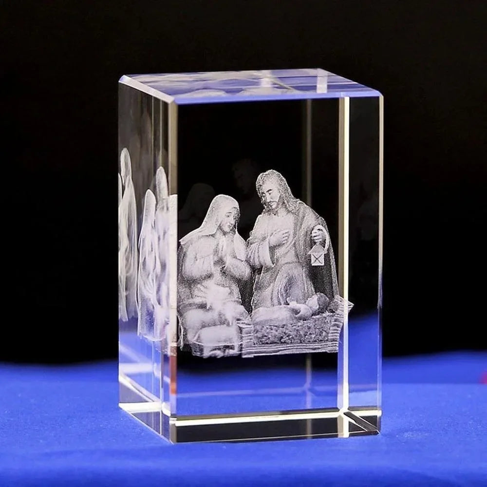 6 Kinds Christian Catholic Jesus Portrait Crystal Ornaments Creative 3D Carved Cross Home Decoration Accessories Modern Decor
