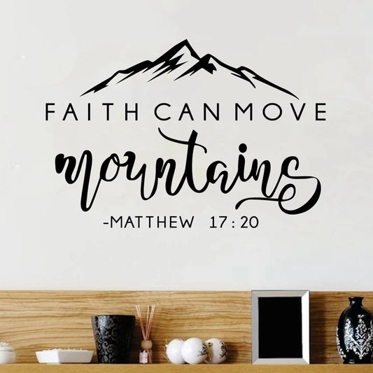 Faith Can Move Mountains Bible Verse Quote Decals Matthew 17:20 Vinyl Wall Sticker Christian Wall Decor for Home Car Laptop