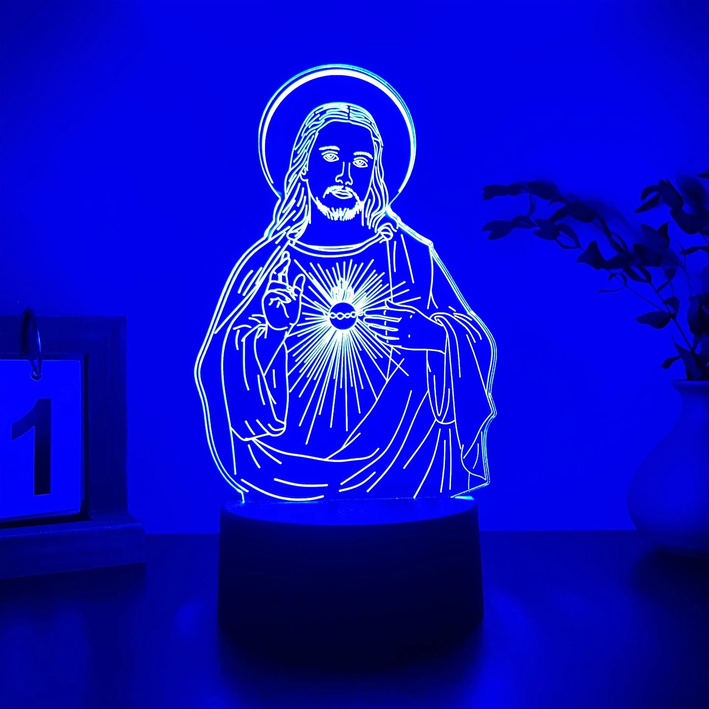 Jesus 3D visual desk lamp, church souvenir, religious art decoration ornament, night light