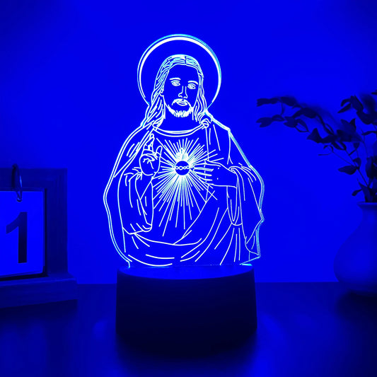 Jesus 3D visual desk lamp, church souvenir, religious art decoration ornament, night light