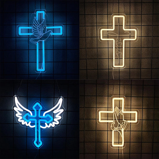 Cross Series Neon Sign For Wall Decor,Led Neon Light For Bedroom, Christian Decor, Religious Room, Easter,Church Decoration