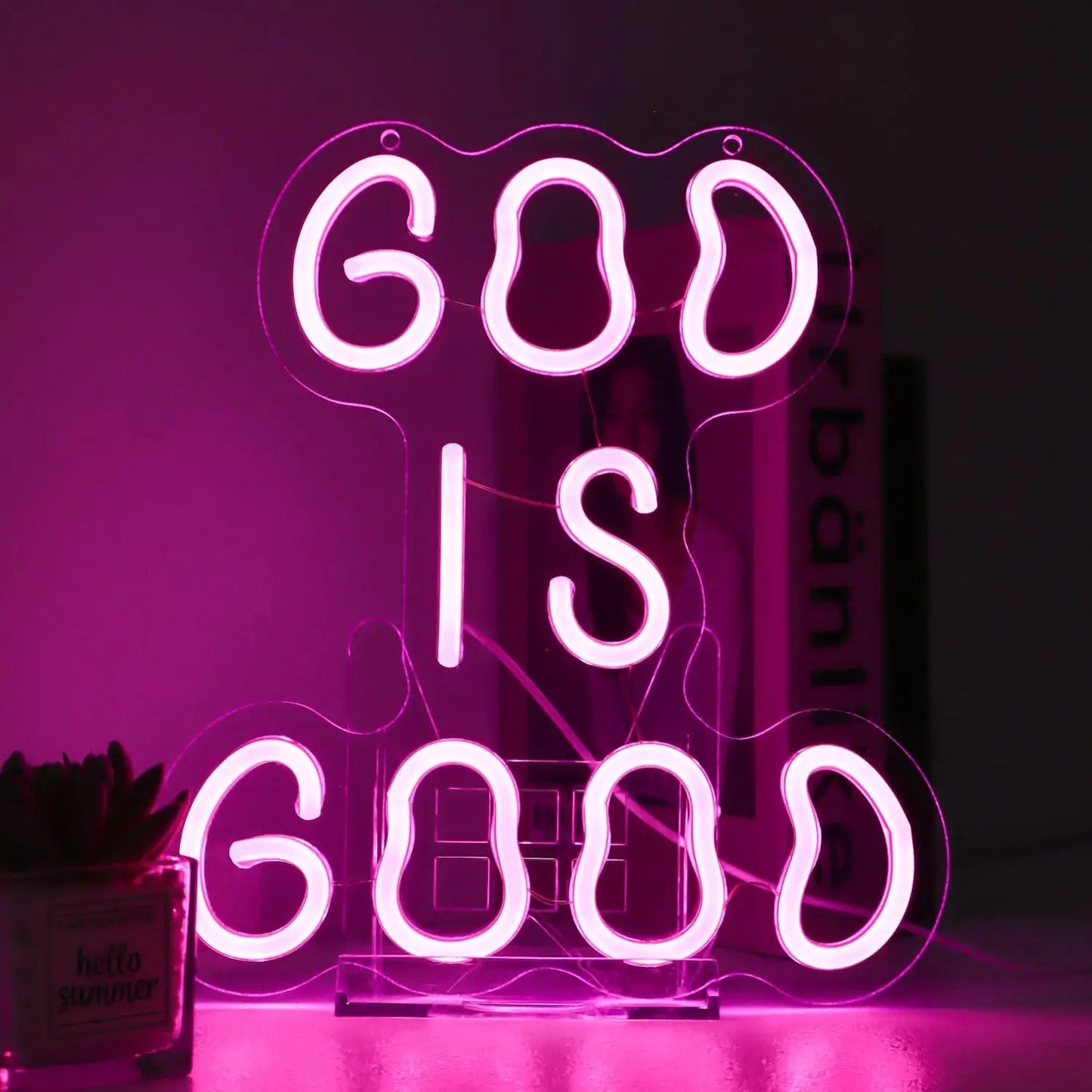 God is Good Neon Sign Dimmable Neon Lights for Bedroom Office - Safe Shatterproof Home Decor Aesthetics Draw Birthday Gifts
