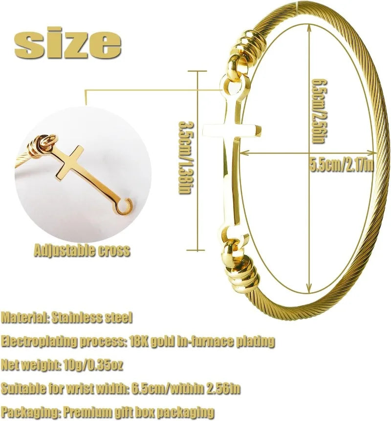 Religious Christian Cross Bracelet Bible Verse Inspirational Bracelets For Women Stainless Steel Jewelry Gift To Daughter Friend